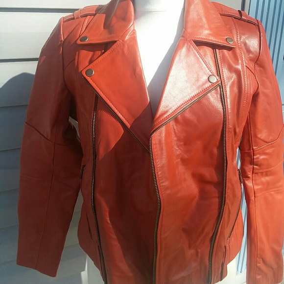 burnt orange biker jacket